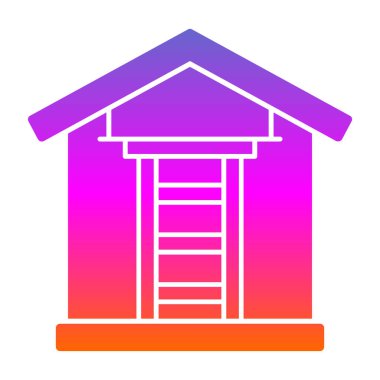 Merdiven düz simgesi, vektör illüstrasyonu