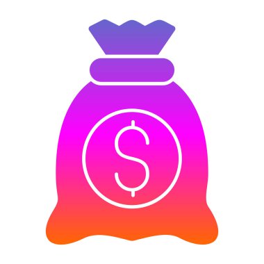 Para ikonlu dolar çantası, basit vektör illüstrasyonu