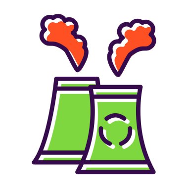 Nükleer santral ikonu. vektör düz biçim çizimi 