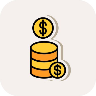 Para dolarları para sikkeleri simge basit illüstrasyon