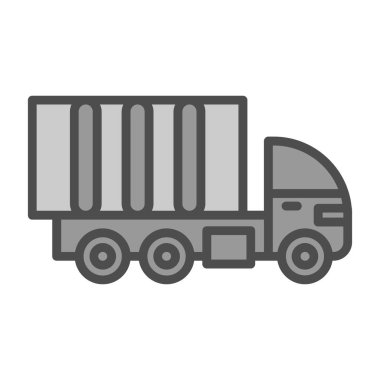 dağıtım kamyonu düz simgesi, vektör çizimi