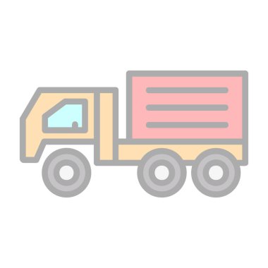 dağıtım kamyonu düz simgesi, vektör çizimi