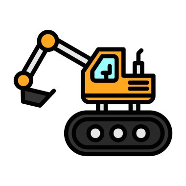 Escavator web simgesi, vektör illüstrasyonu