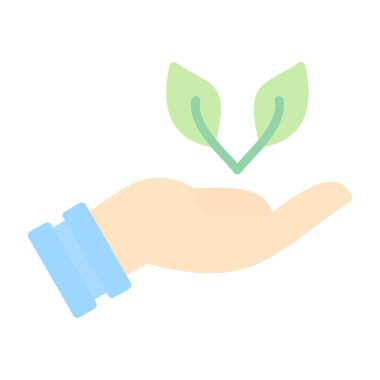 Yapraklı el ve bitki simgesi vektör tasarımı