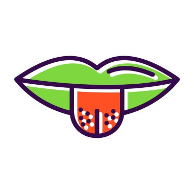 Dili dışarı çıkmış dişi ağız, vektör illüstrasyonu 