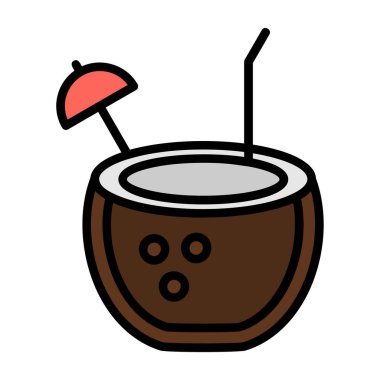 Hindistan cevizi içeceği. Web simgesi vektör illüstrasyonu