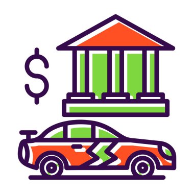 araba kazası simgesi renk çizelgesi vektörü