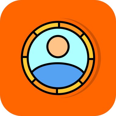 Bir karikatür ve kırmızı ve mavi ikonun vektör çizimi