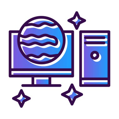 Masaüstü bilgisayar simgesi, vektör illüstrasyonu basit tasarım