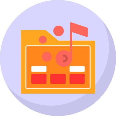 Müzik klasörü. Web simgesi basit illüstrasyon