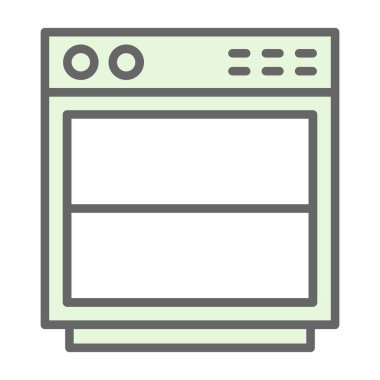 Mutfak ve ev ikonu, bulaşıkçı sembolü, modern illüstrasyon 