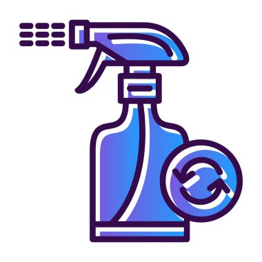 Beyaz arka planda mavi ve siyah çizgi sprey sprey ve sabun ikonu izole edildi. vektör illüstrasyonu