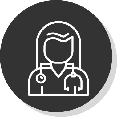 Kadın doktor çizgisi simgesi, vektör illüstrasyonu  