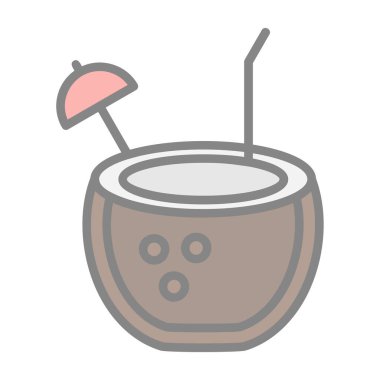 Hindistan cevizi içeceği. Web simgesi vektör illüstrasyonu