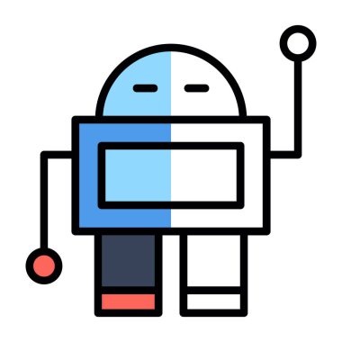 robot düz simgesi, vektör illüstrasyonu