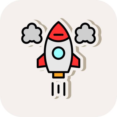 Roket. Web simgesi basit illüstrasyon 