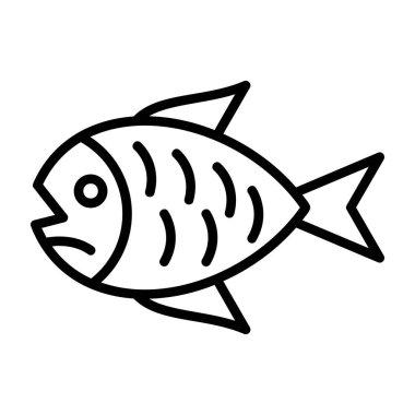 Balık ikonu vektörü. İnce çizgi işareti. İzole edilmiş kontür sembolü gösterimi