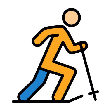 Yaratıcı düz kayakçı simgesi vektör çizimi