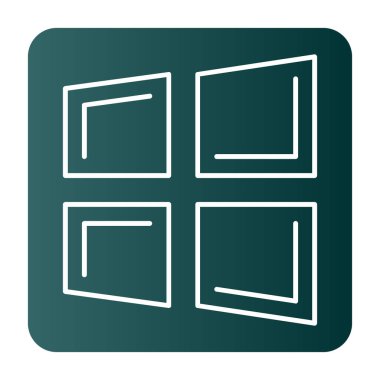 Pencere simgesi. Vektör biçimi düz simge, yuvarlak açılar, beyaz arkaplan, yeşil arkaplan.