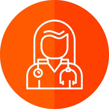Kadın doktor çizgisi simgesi, vektör illüstrasyonu  