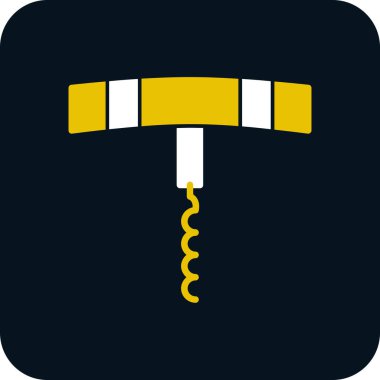 Tirbuşon yassı simgesi, vektör illüstrasyonu 