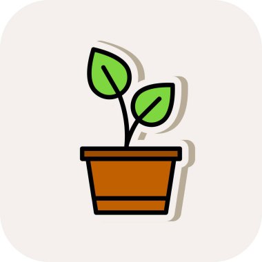 Saksı bitkisi. Web simgesi basit illüstrasyon 