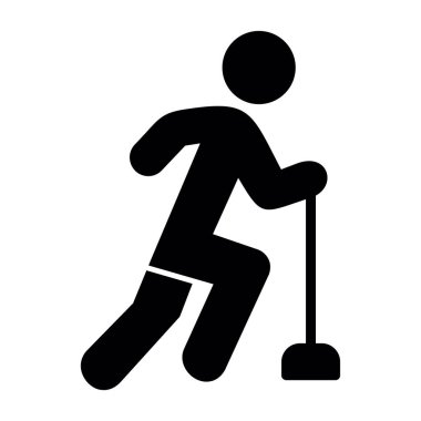 Kürek simgesi olan adam, vektör illüstrasyonu, arka planda siyah