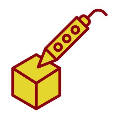 3D kalem simgesi, vektör illüstrasyonu. Yeni Ürün Geliştirme, geleceğin teknoloji sembolü. 