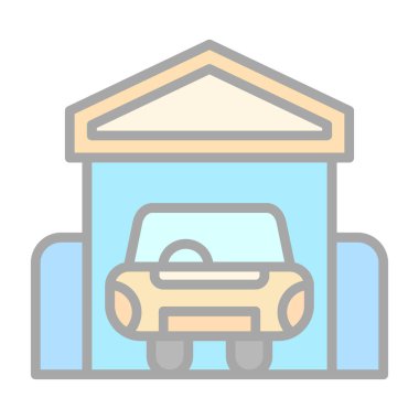 Araba park etme ikonu. Web için araba vektör simgesinin özet çizimi