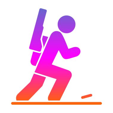 Zıplayan ikon vektörü olan adam. İnce çizgi işareti. izole edilmiş sınır sembolü çizimi