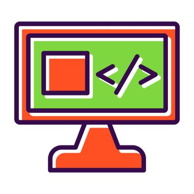 Web simgesi, bilgisayarın vektör illüstrasyonu