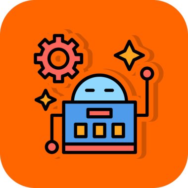 robot düz simgesi, vektör illüstrasyonu