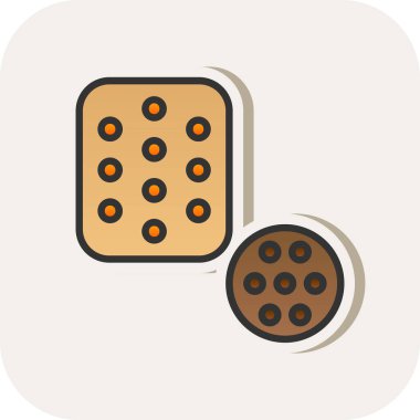 Gölgeli çikolata parçalı düz simge, vektör simgesi