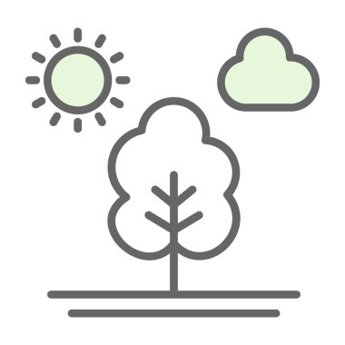 Ağaç düz simge vektör çizim