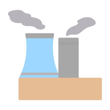 Fabrika simgesi, basit vektör çizimi, Hava kirliliği konsepti