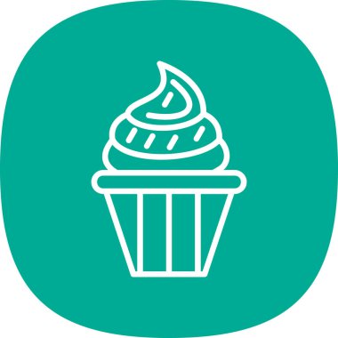 Lezzetli cupcake düz vektör simgesi                         