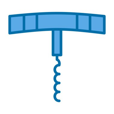 Tirbuşon yassı simgesi, vektör illüstrasyonu 