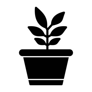 Saksı bitkisi. Web simgesi basit illüstrasyon