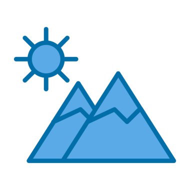 dağ ve güneş ikonu vektör çizimi tasarımı
