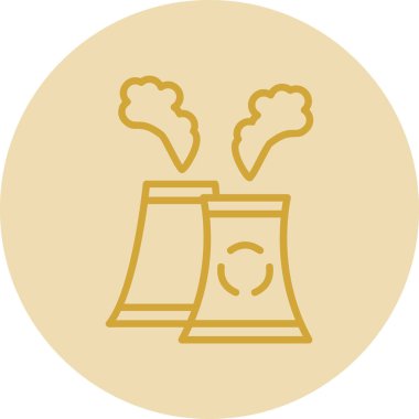 Nükleer santral yuvarlak ikonu. vektör düz biçim çizimi 