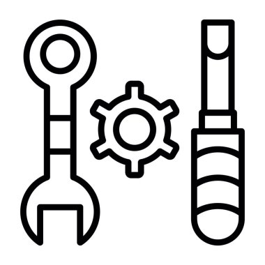 Tornavida ve anahtar ikonu. Web izole edilmiş için tornavida vektör simgelerinin özet çizimi