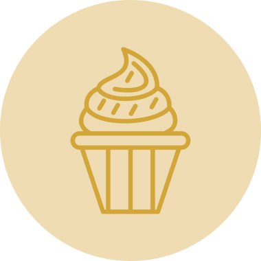 Lezzetli cupcake düz vektör simgesi                         
