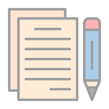 belge ve kalem. Web simgesi basit illüstrasyon