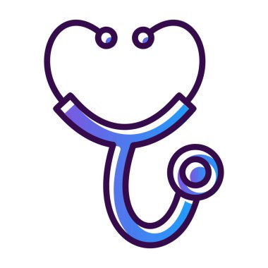 Kardiyoloji, steteskop vektör simgesi, illüstrasyon 