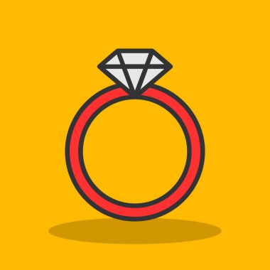 Elmas yüzük. Web simgesi basit illüstrasyon