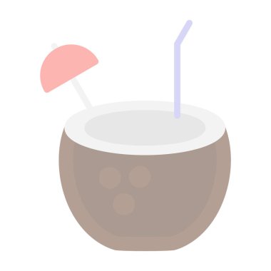 Hindistan cevizi içeceği. Web simgesi vektör illüstrasyonu