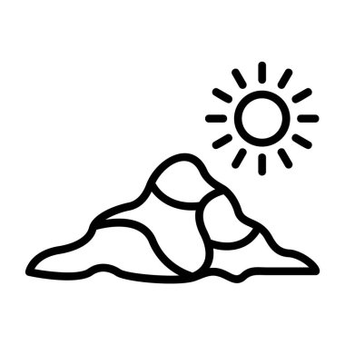 Yaz güneşi ve sahil vektör ikonu tasarımı