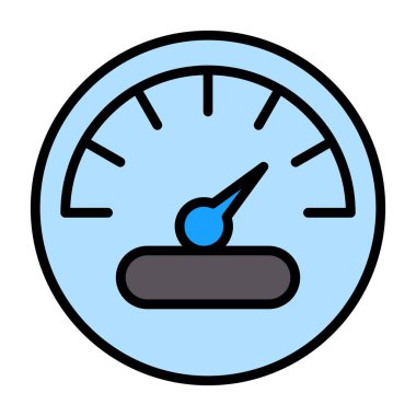 Düz stil izole edilmiş vektör illüstrasyonunda araba hız göstergesi simgesi