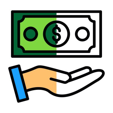  Nakit ödeme ikonu vektör illüstrasyon tasarımı