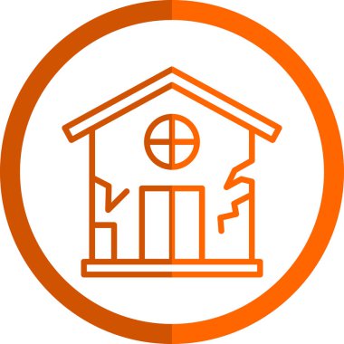 Hasarlı ev simgesi. taslak ev vektör illüstrasyonu 